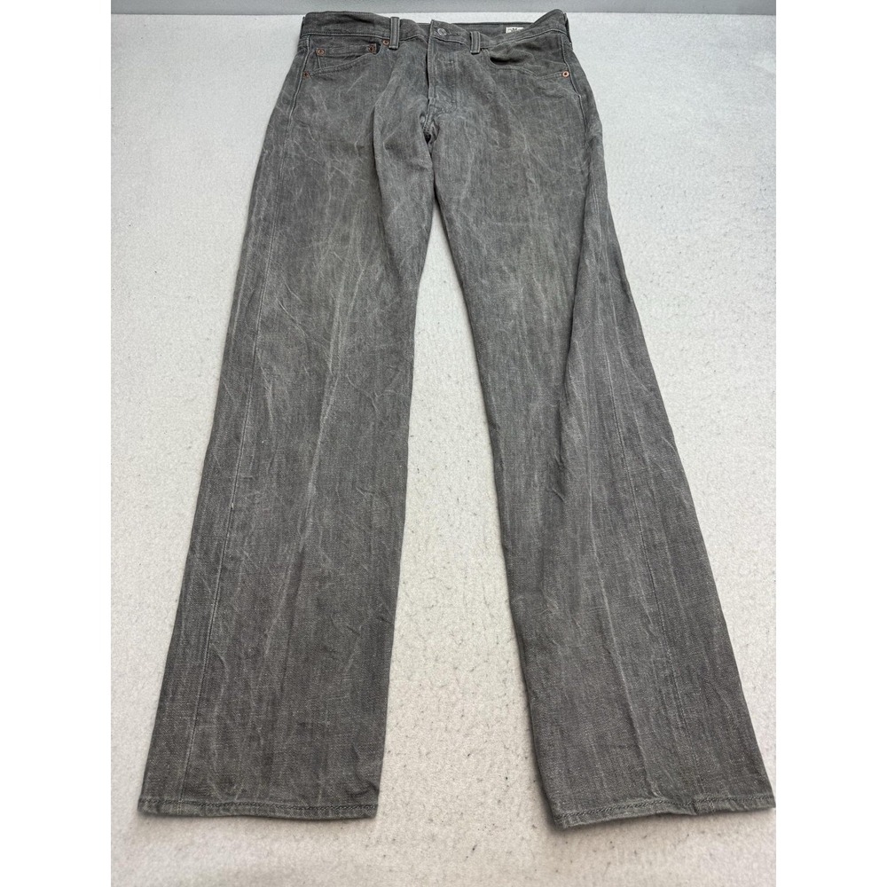 Levis 501 Jeans Mens 33x33* Gray Straight Leg White Oak Cone Denim Button Fly